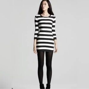 French Connection Striped Bodycon Sweater Dress with Crew neckline